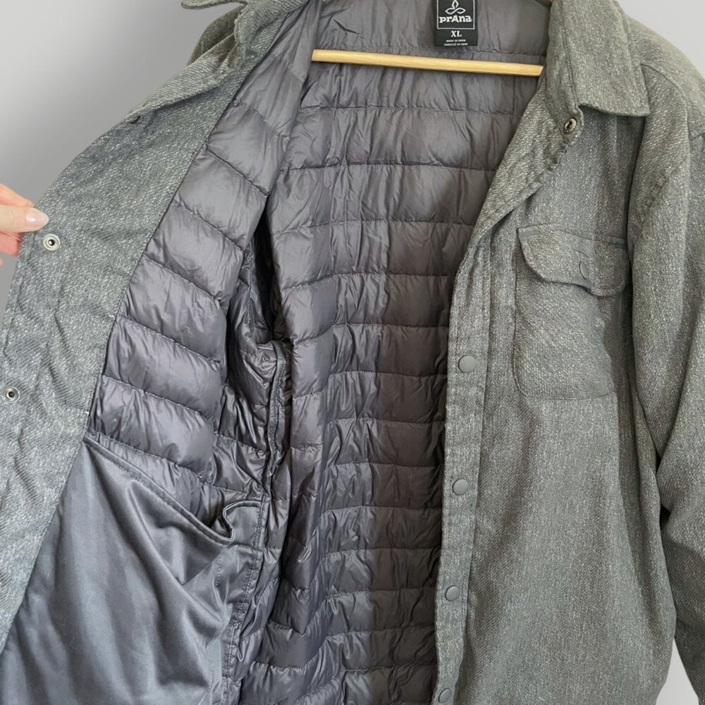 Men's Prana Button Down Showdown Shirt Charcoal Jacket XL - Picture 7 of 9